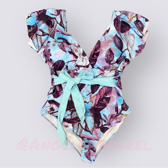 🐣Just In🆕"The Angelina"  Flutter Sleeve Deep V Swimsuit - Picture 3 of 6